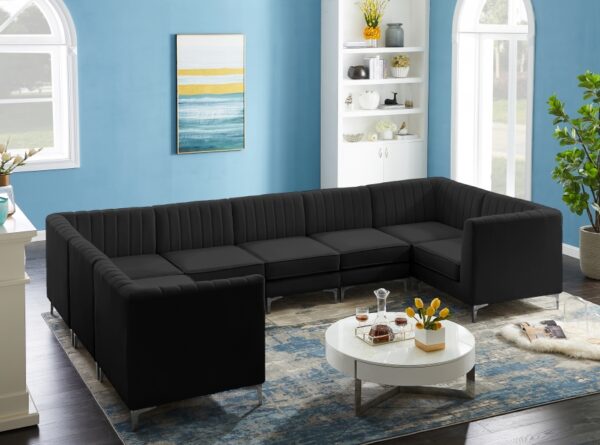 Alina 142" Velvet Upholstered 8pc. Modular Sectional