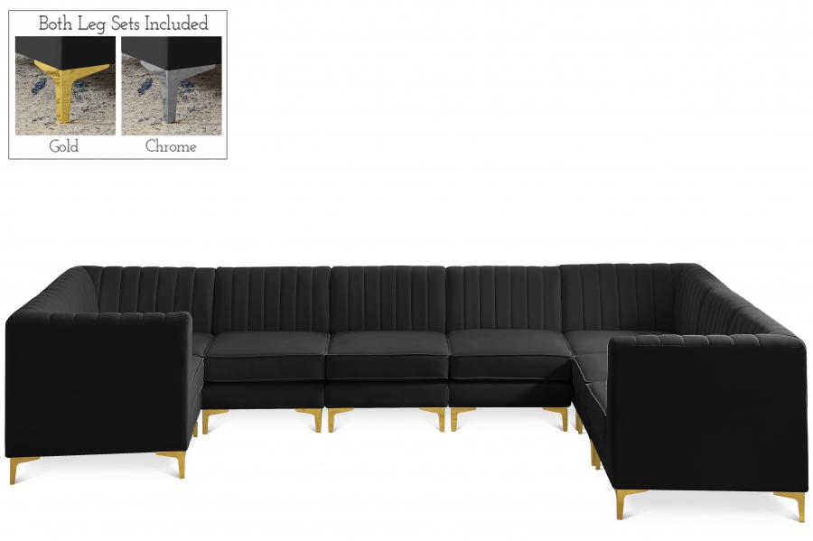 Alina 142" Velvet Upholstered 8pc. Modular Sectional