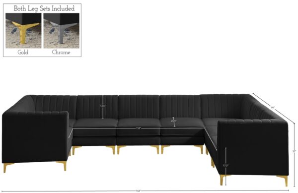 Alina 142" Velvet Upholstered 8pc. Modular Sectional