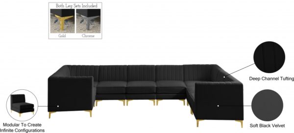 Alina 142" Velvet Upholstered 8pc. Modular Sectional