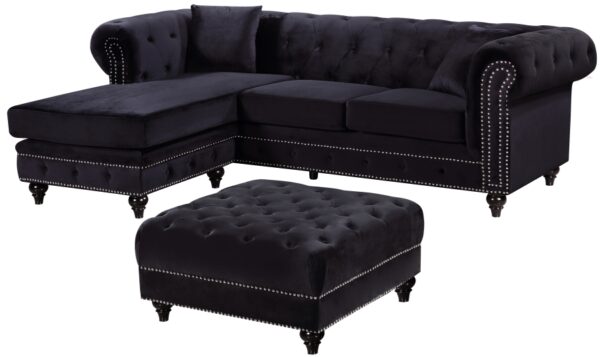 Sabrina 96" Velvet Upholstered Reversible 2pc. Sectional