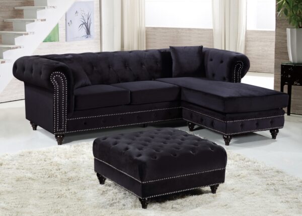 Sabrina 96" Velvet Upholstered Reversible 2pc. Sectional