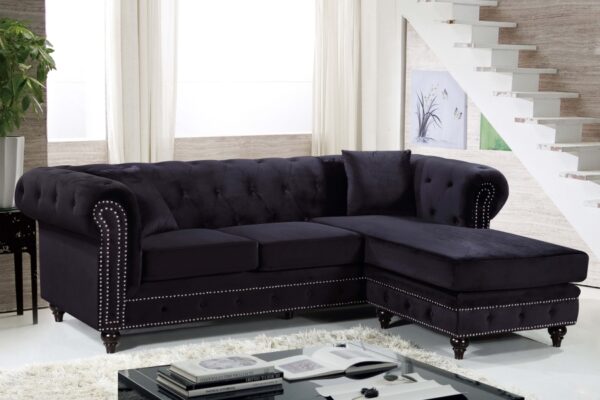 Sabrina 96" Velvet Upholstered Reversible 2pc. Sectional