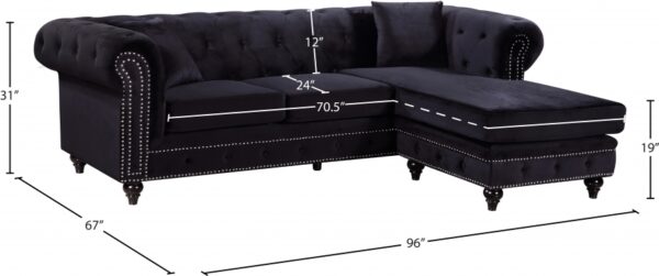 Sabrina 96" Velvet Upholstered Reversible 2pc. Sectional