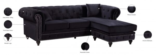 Sabrina 96" Velvet Upholstered Reversible 2pc. Sectional