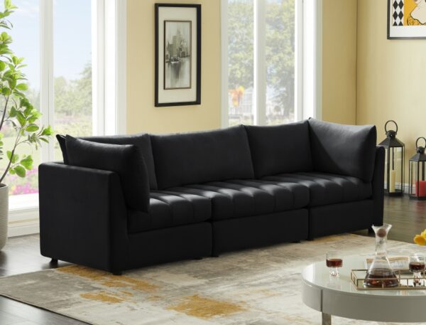 Jacob 103" Velvet Upholstered 3pc. Modular Sofa