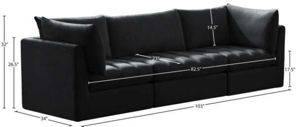 Jacob 103" Velvet Upholstered 3pc. Modular Sofa