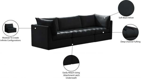 Jacob 103" Velvet Upholstered 3pc. Modular Sofa