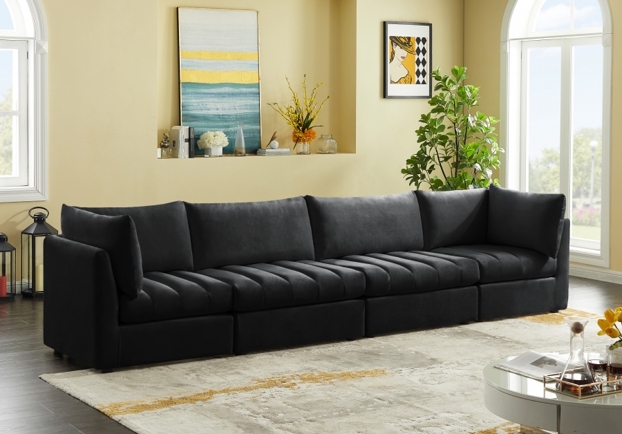 Jacob 140" Velvet Upholstered 4pc. Modular Sofa