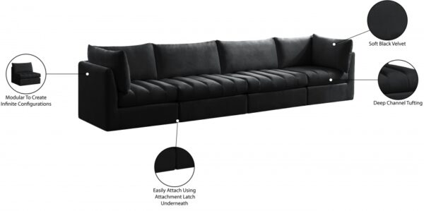 Jacob 140" Velvet Upholstered 4pc. Modular Sofa