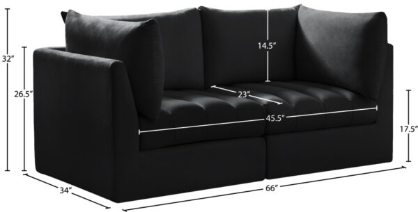 Jacob 66" Velvet Upholstered 2pc. Modular Loveseat