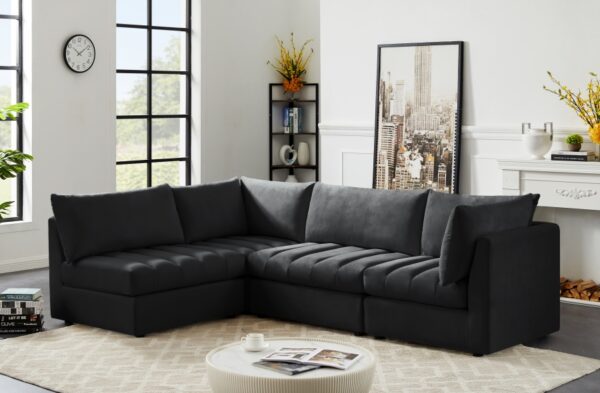 Jacob 103" Velvet Upholstered 4pc. Modular Sectional