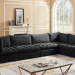Jacob 140" Velvet Upholstered 5pc. Modular Sectional