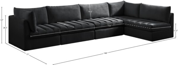 Jacob 140" Velvet Upholstered 5pc. Modular Sectional