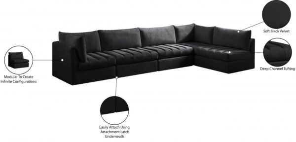 Jacob 140" Velvet Upholstered 5pc. Modular Sectional