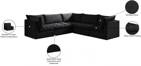 Jacob 103" Velvet Upholstered 5pc. Modular Sectional