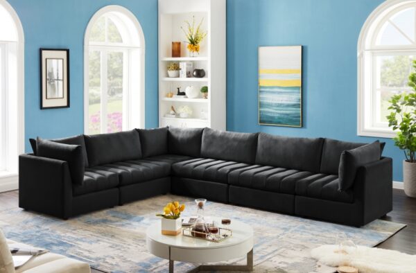Jacob 140" Velvet Upholstered 6pc. Modular Sectional