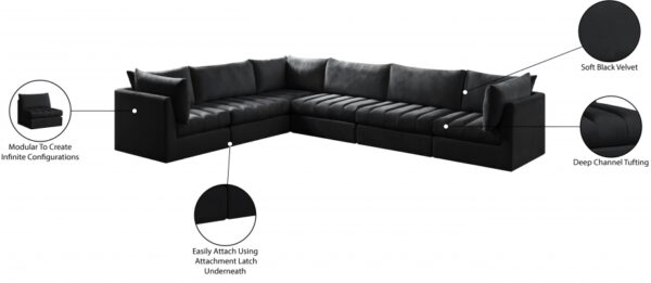 Jacob 140" Velvet Upholstered 6pc. Modular Sectional