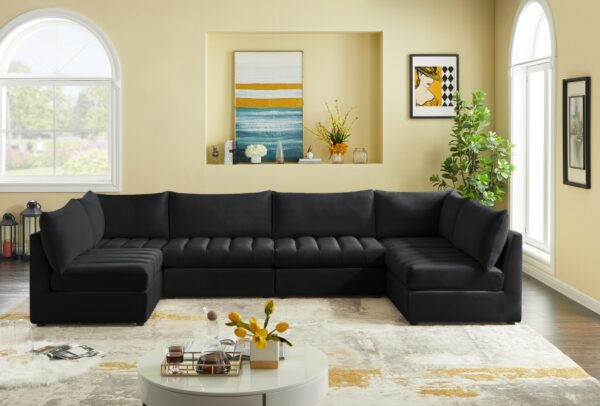 Jacob 140" Velvet Upholstered 6pc. Modular Sectional
