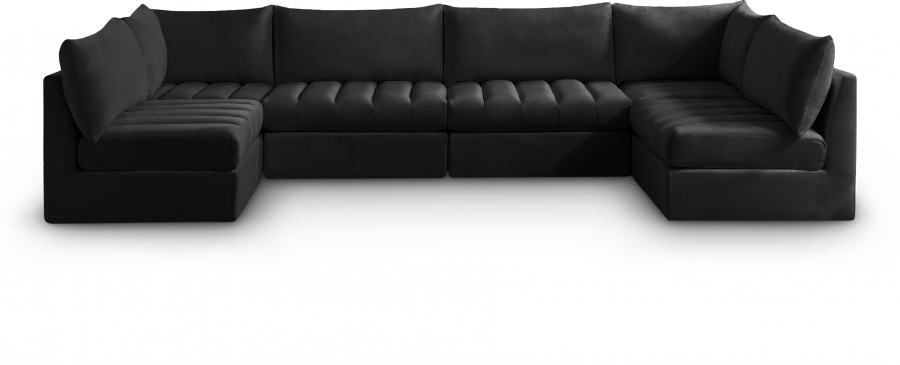 Jacob 140" Velvet Upholstered 6pc. Modular Sectional
