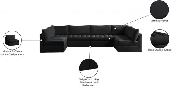 Jacob 140" Velvet Upholstered 6pc. Modular Sectional