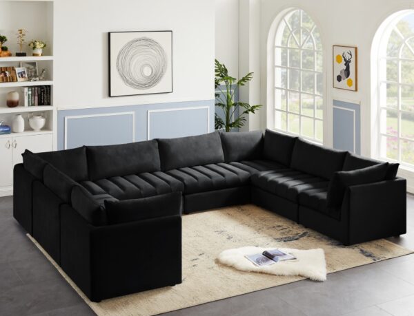 Jacob 140" Velvet Upholstered 8pc. Modular Sectional