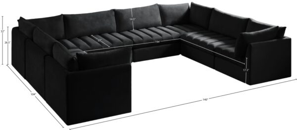 Jacob 140" Velvet Upholstered 8pc. Modular Sectional