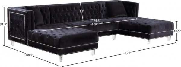 Moda 127" Velvet Upholstered 3pc. Sectional