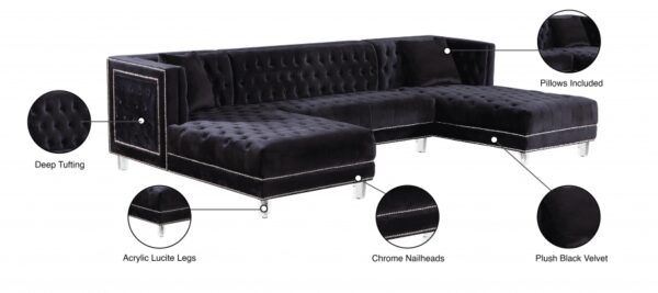Moda 127" Velvet Upholstered 3pc. Sectional