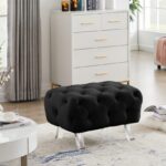 Crescent Velvet Upholstered Ottoman