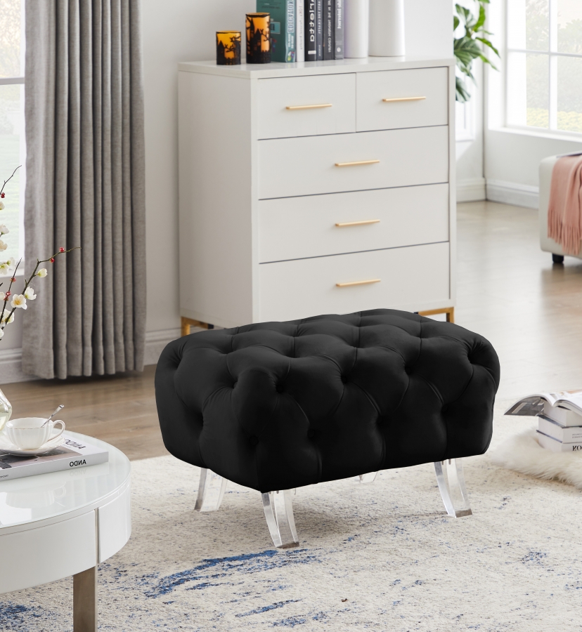 Crescent Velvet Upholstered Ottoman