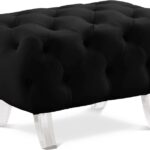 Crescent Velvet Upholstered Ottoman