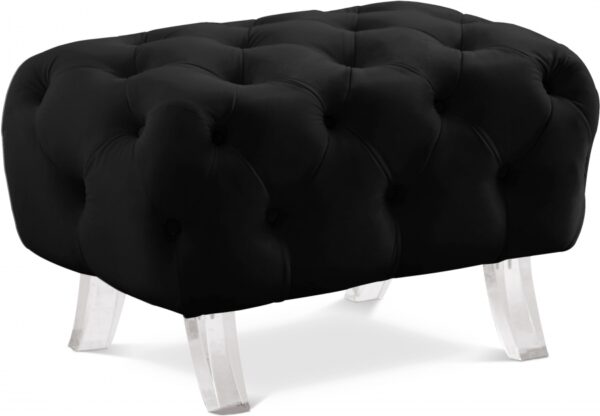 Crescent Velvet Upholstered Ottoman