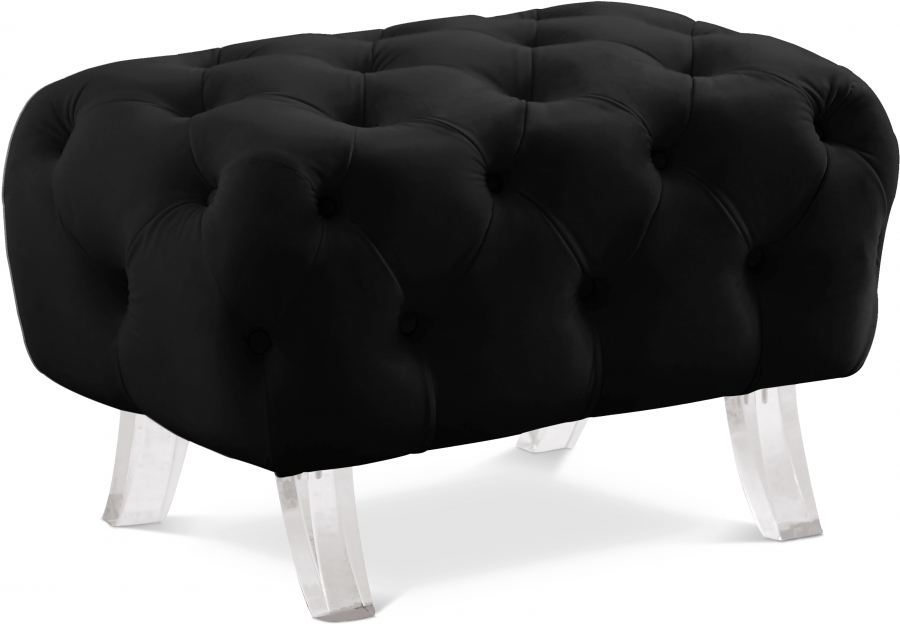 Crescent Velvet Upholstered Ottoman