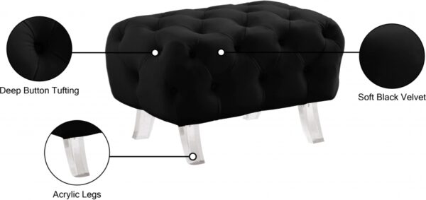 Crescent Velvet Upholstered Ottoman
