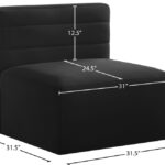 Quincy Velvet Upholstered Comfort Armless Modular Chair