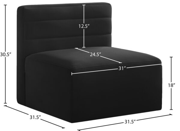 Quincy Velvet Upholstered Comfort Armless Modular Chair