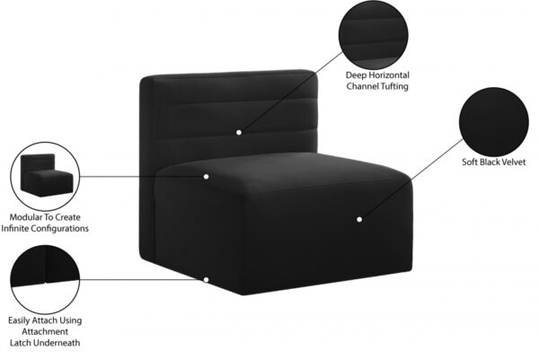 Quincy Velvet Upholstered Comfort Armless Modular Chair