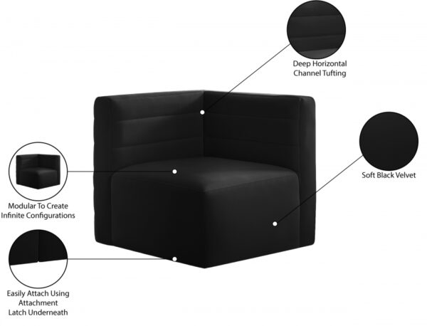 Quincy Velvet Upholstered Comfort Corner Modular Chair