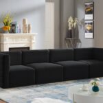 Quincy 126" Velvet Upholstered Comfort 4pc. Modular Sofa