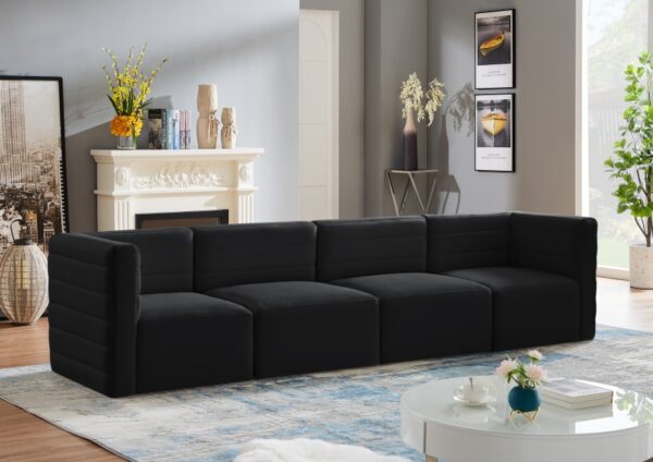 Quincy 126" Velvet Upholstered Comfort 4pc. Modular Sofa