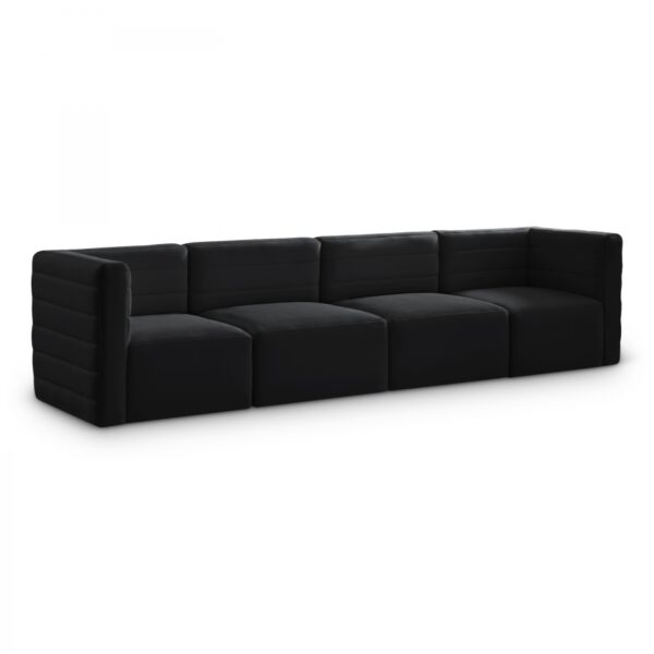 Quincy 126" Velvet Upholstered Comfort 4pc. Modular Sofa