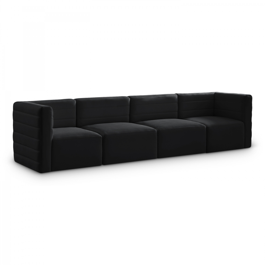 Quincy 126" Velvet Upholstered Comfort 4pc. Modular Sofa