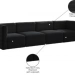 Quincy 126" Velvet Upholstered Comfort 4pc. Modular Sofa