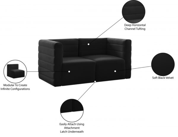 Quincy 63" Velvet Upholstered Comfort 2pc. Modular Loveseat