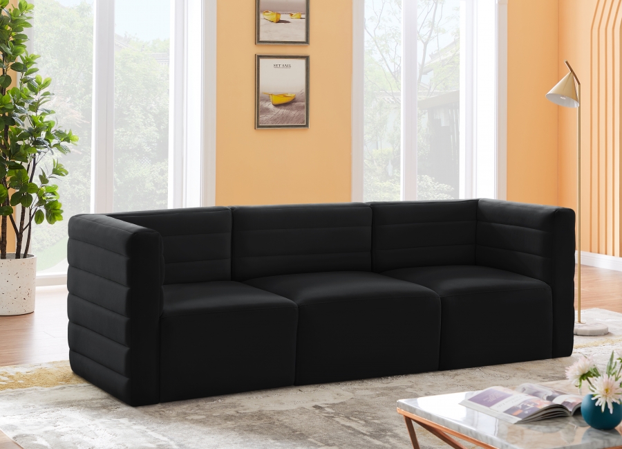 Quincy 95" Velvet Upholstered Comfort 3pc. Modular Sofa
