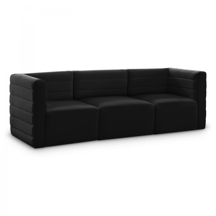 Quincy 95" Velvet Upholstered Comfort 3pc. Modular Sofa