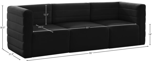 Quincy 95" Velvet Upholstered Comfort 3pc. Modular Sofa