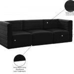Quincy 95" Velvet Upholstered Comfort 3pc. Modular Sofa