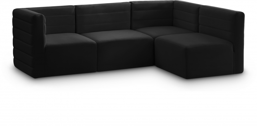 Quincy 95" Velvet Upholstered Comfort 4pc. Modular Sectional